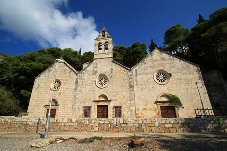 The church of Our Lady of Pirates in Komiza, Vis island, Croatiaの写真素材