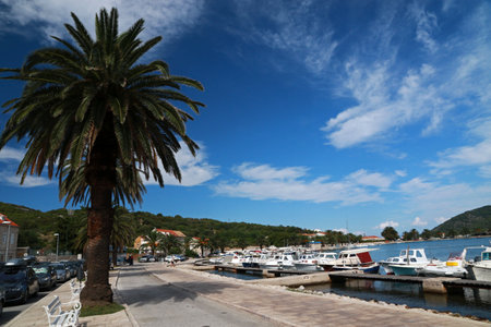 View of the port of Vis, Croatia, Europe.の写真素材