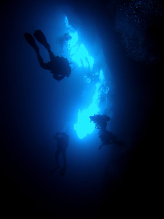 Cave diving in Lucice cave near Brac island, Croatia