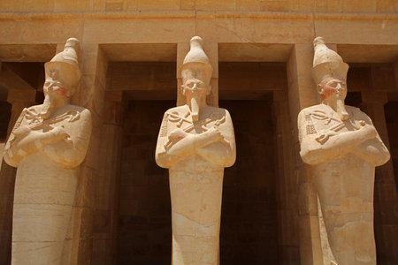 Osiride statues of the Mortuary Temple of Hatshepsut, Luxor, Egyptの写真素材