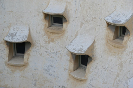 Architectural detail of a building in Barcelona, Spain.の写真素材