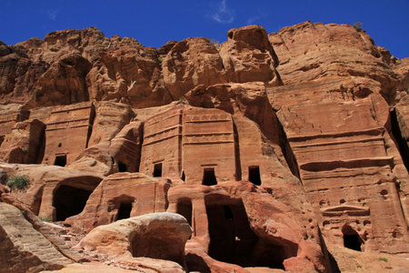 The ancient city of Petra in Jordan. Petra is one of the New Seven Wonders of the World.の写真素材