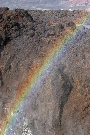 Photo Picture of a Beautiful Rainbow on the Volcanic Canary Island - Lanzaroteの写真素材