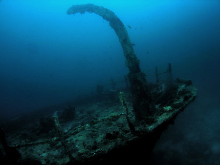 Halaveli wreck in Arabian sea, Ari Atoll, Maldives, underwater photographの写真素材