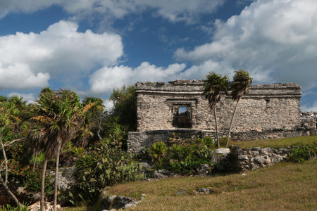 The House of The Cenote - Mayan ruins in archaeological site in Tulum, Mexicoの写真素材