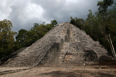 Ixmoja Pyramid in Coba complex, Yucatan, Mexicoの写真素材