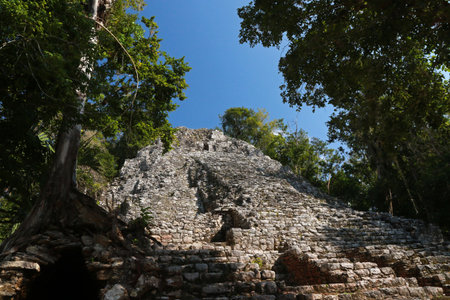 La Iglesia pyramid, Coba complex, Yucatan, Mexicoの写真素材