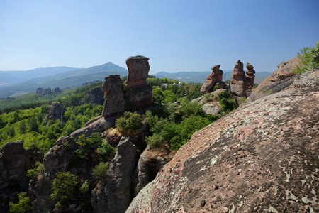 View of the rock formations in Belogradchik, Bulgariaの写真素材