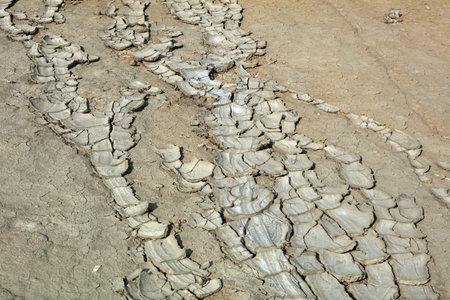 Detail view of the mud in Berca Mud Volcanoes area in Romania