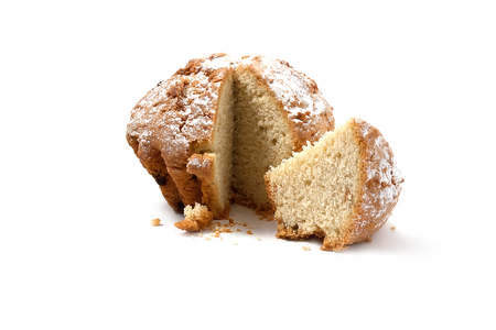 sliced cake, isolated on a white backgroundの写真素材