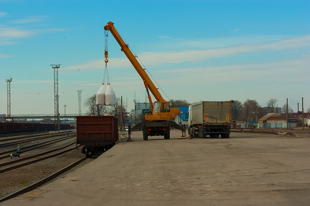 logistics, wagon loading on railway station