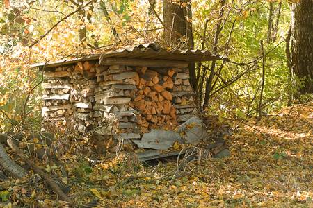 Autumn storehouse for firewood