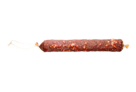 one moscaw salami sausage on white backgraundの写真素材