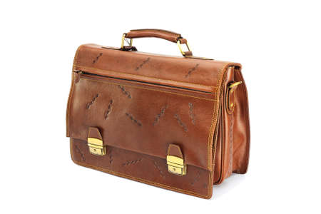 One portfolio leather on the white backgroundの写真素材