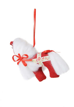 textile Christmas tree toys isolated on white backgroundの写真素材