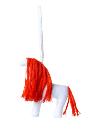 textile Christmas tree toys isolated on white backgroundの写真素材