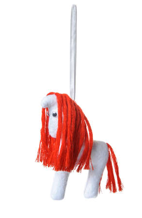 textile Christmas tree toys isolated on white backgroundの写真素材