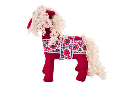 textile Christmas tree toys isolated on white backgroundの写真素材