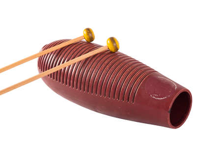 one guiro percussion instrument isolated on white backgroundの写真素材