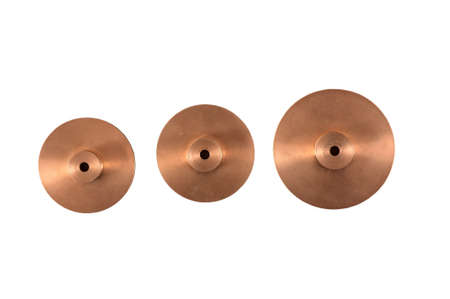 crotales antique cymbals isolated on white backgroundの写真素材