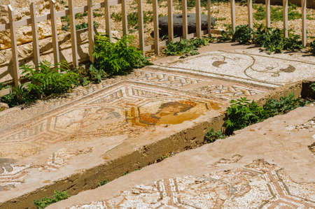 mosaic.Baalbek Ancient city in Lebanon.Heliopolis temple complex.near the border with Syria.remains