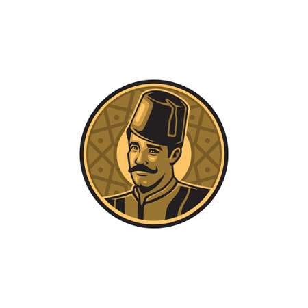 Arabic head mascot iconのイラスト素材