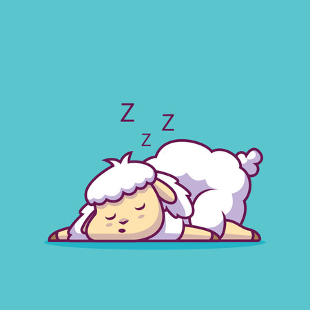 Cute sheep sleeping cartoon illustrationのイラスト素材