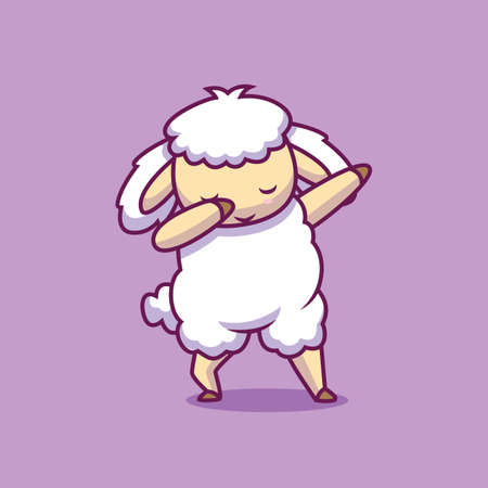 cute sheep dabbing cartoon illustrationのイラスト素材