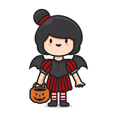 cute halloween costume vampire female vectorのイラスト素材