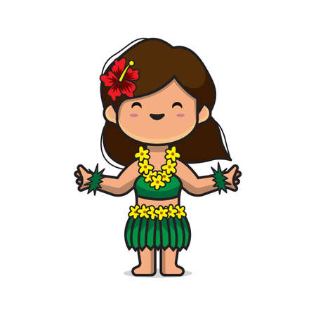 cute hawaii hula dancer vectorのイラスト素材