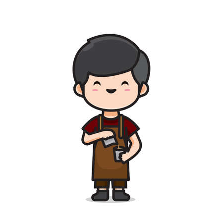 cute men barista vectorのイラスト素材