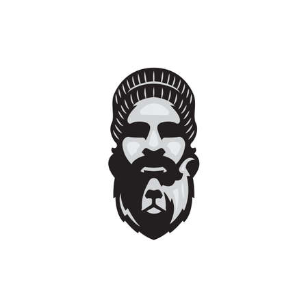 Bear beard man mascot logoのイラスト素材