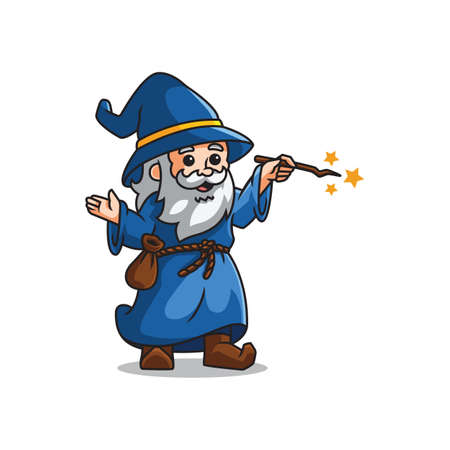 cute mascot wizard vectorのイラスト素材