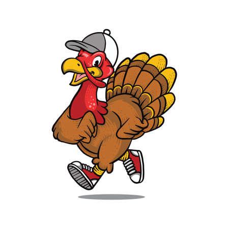 Turkey run mascot vectorのイラスト素材