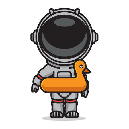 cute astronaut swimming summerのイラスト素材