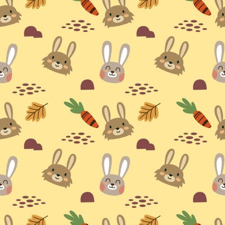 Cute rabbit seamless pattern premium vector  The Concept of Isolated Technology. Flat Cartoon Style Suitable for Landing Web Pages, Banners, Flyers, Stickers, Cardsのイラスト素材