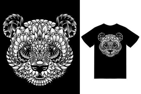 Panda ethnic illustration with tshirt design premium vector the Concept of Isolated Technology. Flat Cartoon Style Suitable for Landing Web Pages,T shirt, Flyers, Stickersのイラスト素材