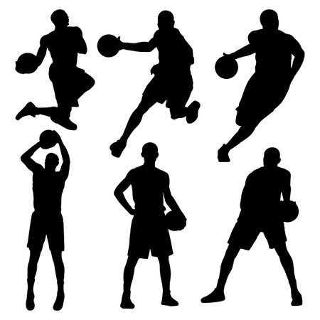 Silhouette basketball player illustration premium vector  The Concept of Isolated Technology. Flat Cartoon Style Suitable for Landing Web Pages, Banners, Flyers, Stickers, Cardsのイラスト素材