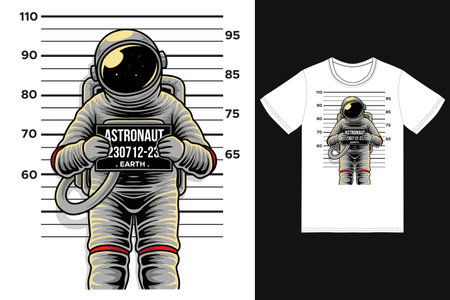 Bad astronaut illustration with tshirt design premium vector the Concept of Isolated Technology. Flat Cartoon Style Suitable for Landing Web Pages, Banners, Flyers, Stickers, Cardsのイラスト素材