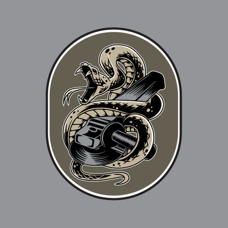 Angry snake illustration premium vector The Concept of Isolated Technology. Flat Cartoon Style Suitable for Landing Web Pages, Banners, Flyers, Stickers, Cardsのイラスト素材