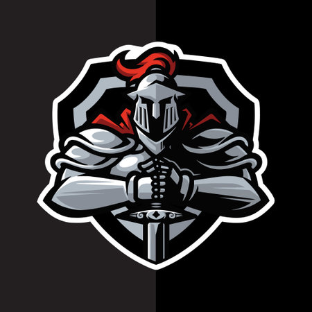 Knight sport mascot logo illustration premium vector  The Concept of Isolated Technology. Flat Cartoon Style Suitable for Landing Web Pages, Banners, Flyers, Stickers, Cardsのイラスト素材