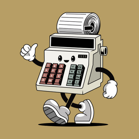 Cute mascot calculator vector the Concept of Isolated Technology. Flat Cartoon Style Suitable for Landing Web Pages,T shirt, Flyers, Stickersのイラスト素材