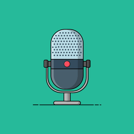 Microphone for podcast vector, Flat Style Suitable for Web Landing Page, Banner, Sticker, Backgroundのイラスト素材