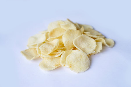 Homemade traditional Cassava crackers isolated on white background