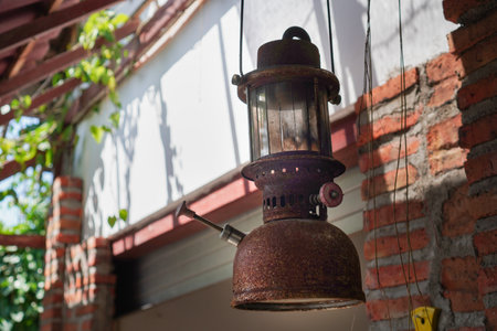 rusty antique lamps as roof decoration.の写真素材