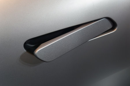 close up of modern car door handle without keyhole or keyless.の写真素材