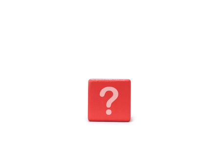 symbol question on wooden isolated on a white background.の写真素材