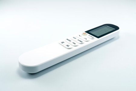 Air conditioner remote control isolated on white background.の写真素材