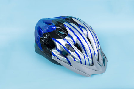 helmet accessory for bicycle isolated on blue background