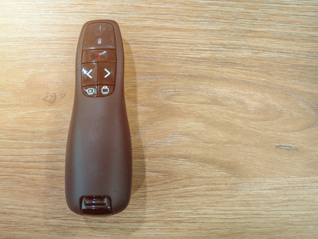 Close up a remote control slide presentation.